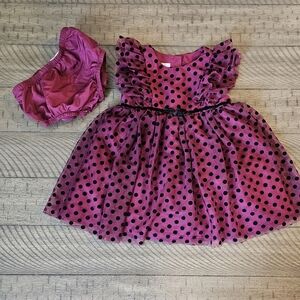 NWOT Beautiful Maroon and black polka dot toddler dress! Size 18 months!